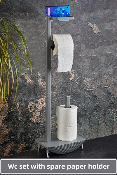 LUCKYHOMES ورق تواليت باللون الرمادي - منظم حامل المرحاض