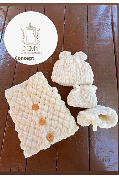 Alize 3 Piece Puffy Baby vest and Hat Booties Set