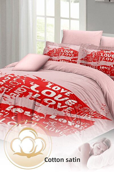 PerlaSera 3D Custom Design for Valentine's Day - Double Duvet Cover Set, Tightly Woven Cotton Satin