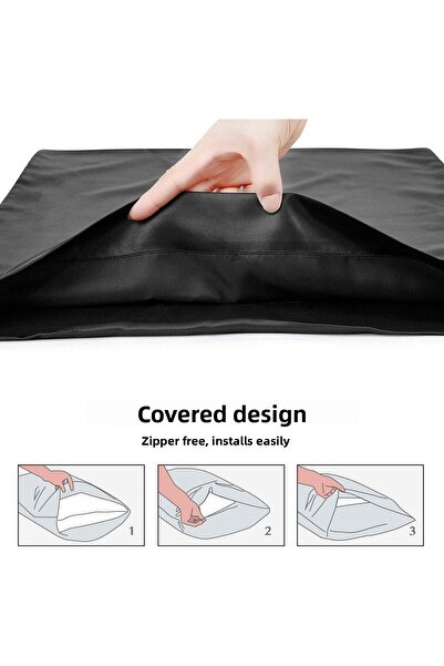 Deko Dekor Μαύρο Χρώμα Σατέν Καπό Σατέν Μαξιλαροθήκη & Πόρπη για Σγουρά Μαλλιά