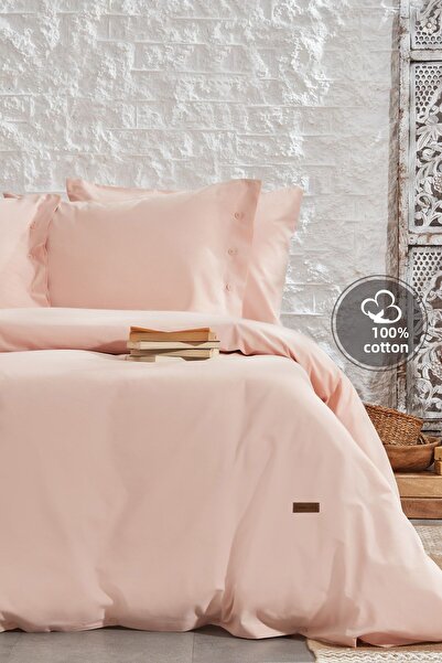 Yataş Plain Oversized Ranforce Washable Duvet Cover Set - Blush