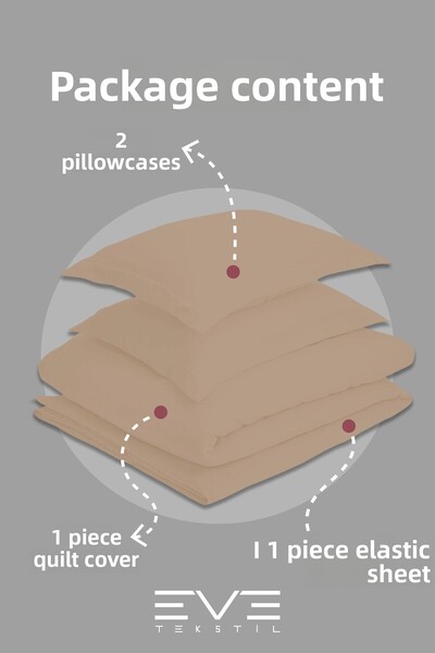 Eve Tekstil Ranforce Double Duvet Cover Set with Sheet, Pillow and Quilt Cover 200X220 cm