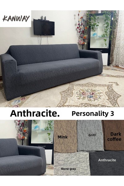 kanway غطاء أريكة جاكار عادي 3 مقاعد / غطاء مقعد مرن / غطاء أريكة سرير / غطاء...