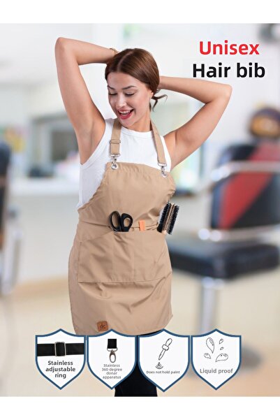 velvettowels مريلة تصفيف الشعر باللون البيج مقاومة للماء والصبغ والبقع مع حلقة قابلة للتعديل