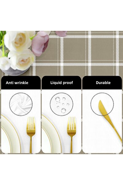 Evim Canvas Tual Mink Liquid Proof Stain Resistant Table Cloth