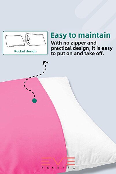 Eve Tekstil 2Pcs Ranforce Plain Cotton Antibacterial Washable Luxury Pillowcases 50X70Cm