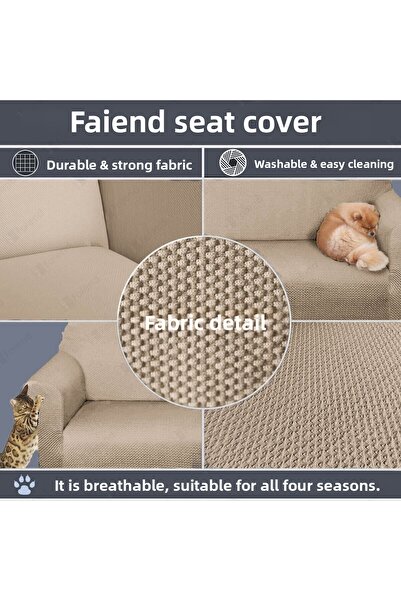 Faiend Chester 3-Seater Mink Sofa Cover - Elastic Sofa Cover