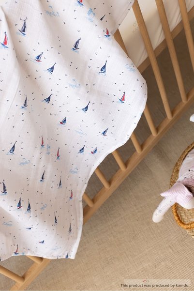 TAHT 85 X 100 cm 100% Cotton & Muslin Baby Blanket, Crib Cover, Multi-Purpose Baby Blanket