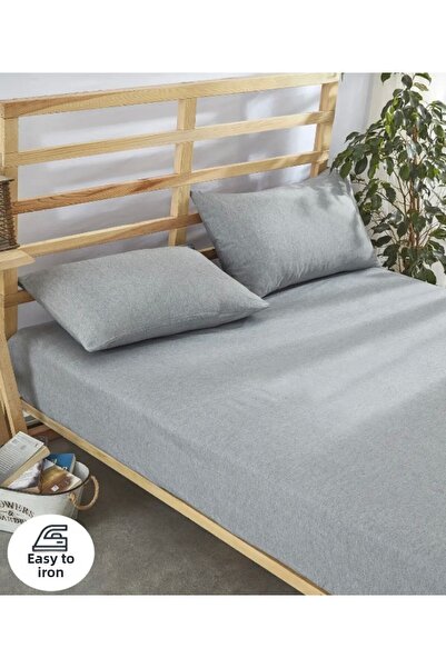 She&Co Single Elastic Sheet Set-Light Gray (100X200 CM 30 CM)