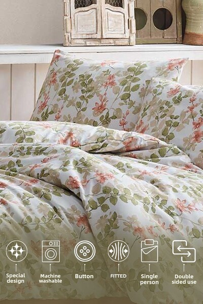 Elart Σετ Παπλωματοθήκης Flores Μονό Κρεβάτι Ranforce 3 τεμαχίων σε σκόνη