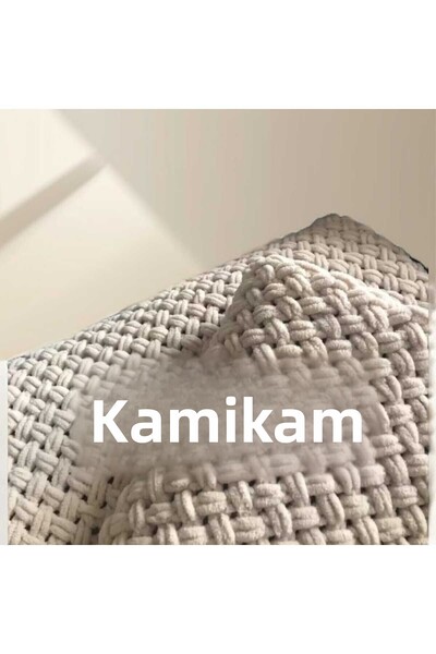 KAMİKAM Плюшено кадифено меко бебешко одеяло Alize 100 x 100 см, ръчно плетено