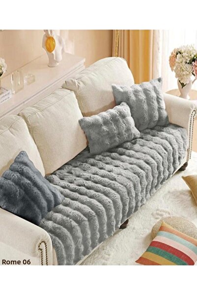 BALADI HOME Thick Rabbit Plush Diamond Pattern Three Person Sofa (1 Piece) Measurement 80*190cm Only for Sitting
