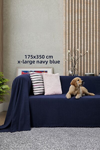 Latuda Home Husa scaun anti-alunecare din microfibra chenille dublu 175x350 cm XL- Bleumarin – Pisica Câine și Copii Dos