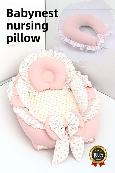 Umaybebek Babynest، سرير نوم للأطفال من عمر 0-2 سنة + وسادة للرضاعة الطبيعية ...