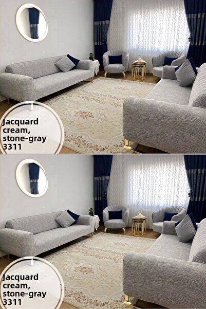 seltenet Jacquard 3311 Elastic Sofa Cover | Rubberized Seat Cover | Seat Cove...