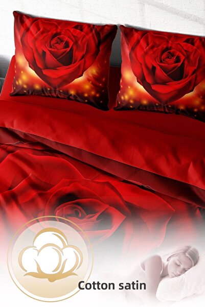 PerlaSera 3D Custom Design - Double Duvet Cover Set, Tightly Woven Cotton Satin, Valentine's Day