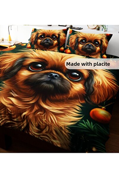 Elmas Dizayn طقم سرير أطفال بتصميم خاص 4 قطع قطن ساتان مفرد 160x240 سم. الكلب