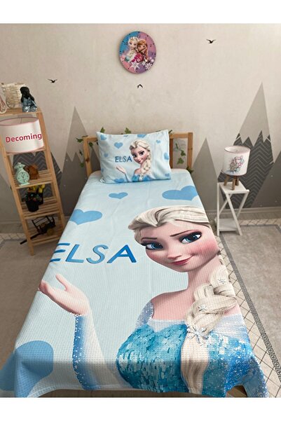 dekomingo Blue Heart Elsa Baby and Kids Base Pique Set