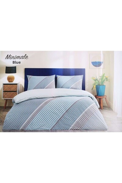 Özdilek Set cuvertură de pat dublă albastră Minimal