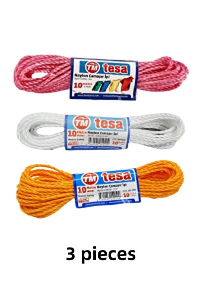 Kent Pazarı حبل غسيل نايلون مختلط الألوان - 3 قطع