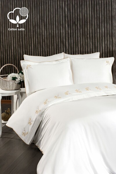 Nazik Home طقم غطاء لحاف سوبر كينج مقاس 6 قطع من القطن والساتان المطرز بالزهور