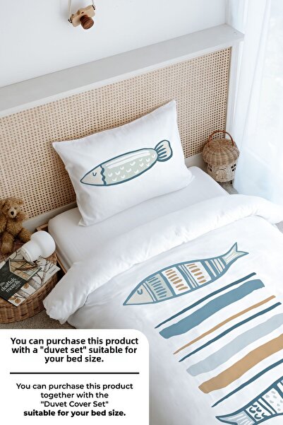Tuğba Kuğu Single Fitted Sheet Set - Pure Baby Series - Baby Fish