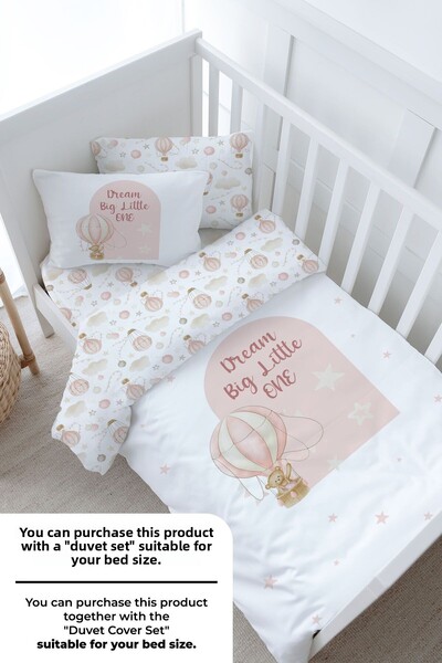 Tuğba Kuğu Set cearșaf pentru copii cu model urs în balon roz - Dimensiune elastică