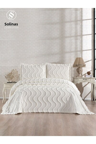 Solinas Collection Cuvertură de pat Neva dublă subțire piqué cremă
