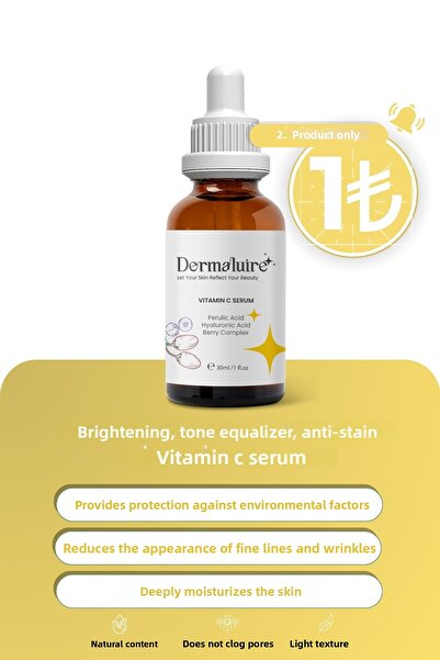 Dermaluire مضيئة، معادلة اللون، مصل فيتامين C المضاد للبقع 30 مل (حمض الفيرول...