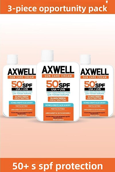 AXWELL مجموعة العرض المكونة من 3 قطع بعامل حماية من الشمس 50+ - كريم شمسي عال...
