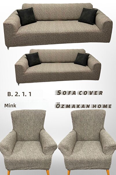 ÖZMAKAN 3+2+1+1 Laced Lycra Jacquard Sofa Cover Set