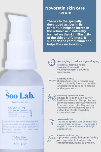 The Soo Lab Novoretin Skin Care Serum |   Novoretin, Panthenol, Hyaluronic Acid |   30ml