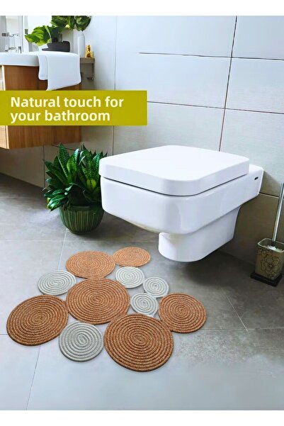 sfb - BOHEM IUTĂ DUPĂ FAȚĂ LAVABIL, covoraș pentru scaun de toaletă din răchită. MOP