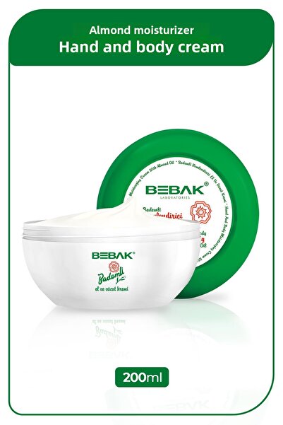 Bebak 200 Ml Almond Moisturizing Hand and Body Cream Jar