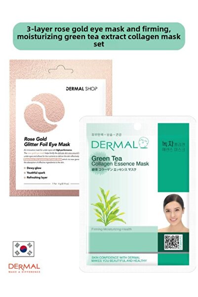 Dermal Rose Eye Mask - 3 Layer, Green Tea Extract, Firming and Moisturizing C...