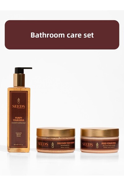Seeds مجموعة العناية بالحمام - جل استحمام بجوز الهند وملح حمام الهيمالايا وتق...
