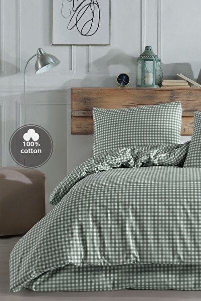 Simple Deco Set cuvertură de pilota verde, mini pătrat, 100% bumbac