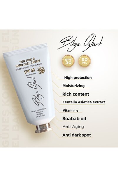 Bilge Öztürk كريم اليدين الواقي من الشمس بعامل حماية من الشمس SPF 30، 50 مل