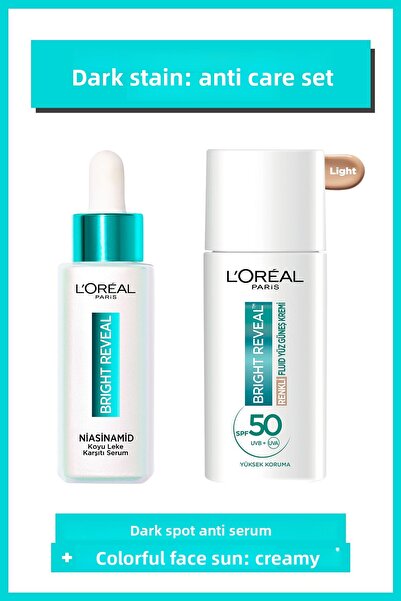 L'Oreal Paris واقي شمسي سائل ملون للوجه ومصل نياسيناميد مضاد للبقع الداكنة