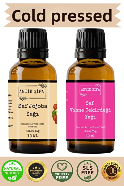 Antik Şifa زيت الجوجوبا وحبوب الكرز النقي 100% غير المخفف - 10 مل 10 مل