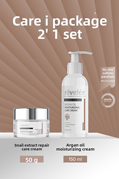 Revefee كريم العناية بالإصلاح بخلاصة الحلزون وكريم الترطيب بزيت الأرغان