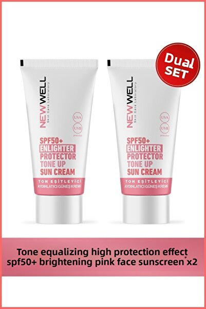 New Well Cremă solară roz pentru față cu efect de protecție ridicată SPF50+ -...
