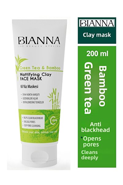 Bianna قناع الطين بالشاي الأخضر وخلاصة الخيزران 200 ملفيتامين سي