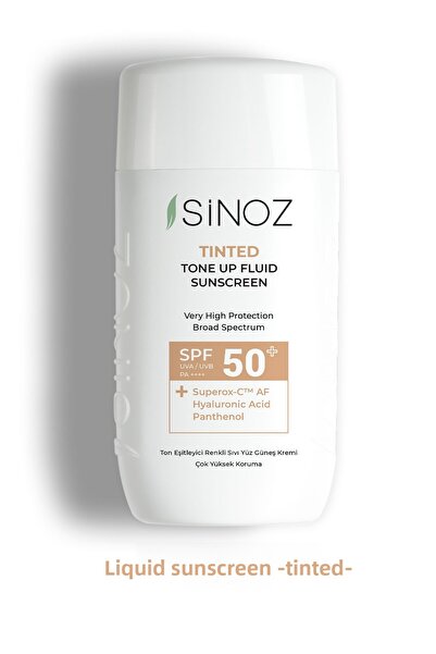 SİNOZ SPF50 Tinted Face Sunscreen - New Generation Hybrid Formula with Sun Fi...