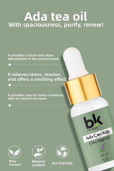 BK COMPANY Sage Oil 100% Pure - Throat Oral Immunity Friendly, Stress Relief Serum 20 ml