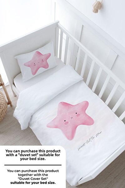 Tuğba Kuğu Σετ Βρεφικά Σεντόνια Pink Star - Elastic, Pure Baby Series