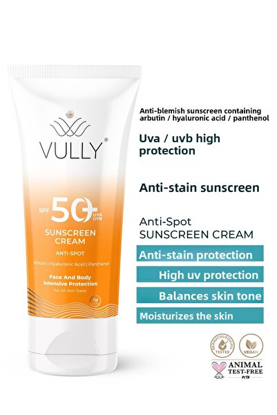 VULLY حماية عالية SPF+50 مضاد للعيوب - كريم الشمس لتفتيح وترطيب الوجه والجسم ...