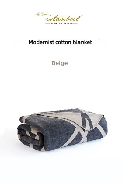 İyi Geceler İstanbul Single Cotton Blanket Modernist Beige