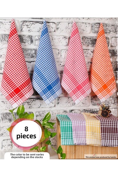 Seoney 8 Pieces 50X70 Gingham Lunch Mat, Kitchen Towel, Square Pattern Kitche...