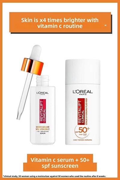 L'Oreal Paris Revitalift Clinical 12% Pure Vitamin C Brightening Serum & Spf ...